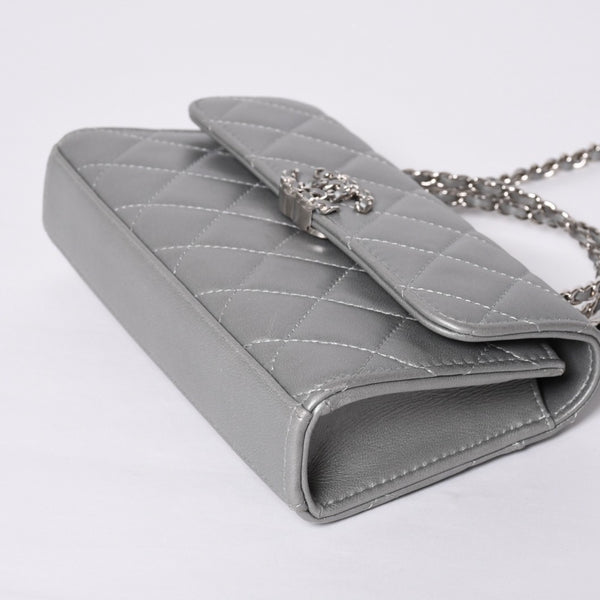 CHANEL シャネル Sフラップ Sチェーンショルダーバッグ AP3238 ランダム番台 ココマーク ラムスキン シルバー 美品 中古 4a000691