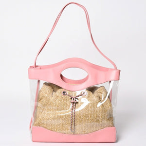 CHANEL シャネル CHANEL 31 ラージ ショッピングバッグ 27番台 ココマーク 2WAY PVC ストロー レザー ビニール ピンク 美品 中古 4a000255