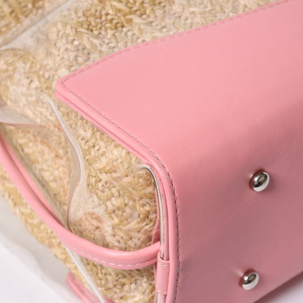 CHANEL シャネル CHANEL 31 ラージ ショッピングバッグ 27番台 ココマーク 2WAY PVC ストロー レザー ビニール ピンク 美品 中古 4a000255