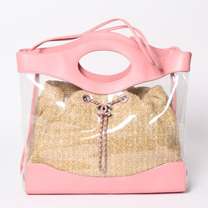 CHANEL シャネル CHANEL 31 ラージ ショッピングバッグ 27番台 ココマーク 2WAY PVC ストロー レザー ビニール ピンク 美品 中古 4a000255