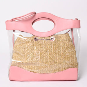 CHANEL シャネル CHANEL 31 ラージ ショッピングバッグ 27番台 ココマーク 2WAY PVC ストロー レザー ビニール ピンク 美品 中古 4a000255
