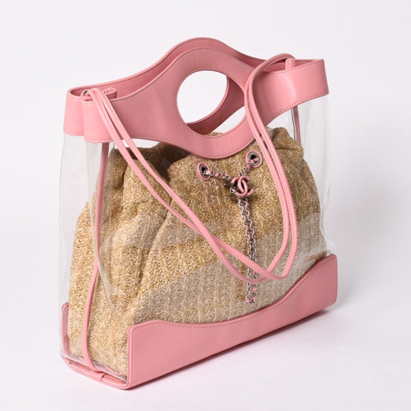 CHANEL シャネル CHANEL 31 ラージ ショッピングバッグ 27番台 ココマーク 2WAY PVC ストロー レザー ビニール ピンク 美品 中古 4a000255