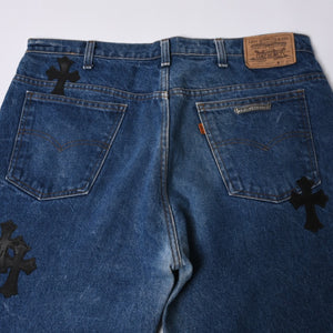 Very good condition CHROME HEARTS × Levi's 517 Levi's 517 Cemetery Cross Patch Denim Pants Jeans Size 36 20 Patch Used 4a000553