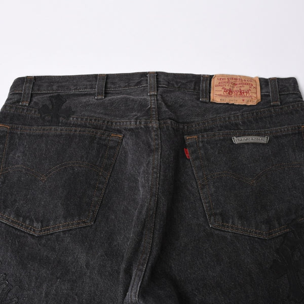 極美品 CHROME HEARTS クロムハーツ Levi's 501 リーバイス 501 セメタリークロスパッチ デニムパンツ ジーンズ サイズ34 20パッチ 中古 4a000554