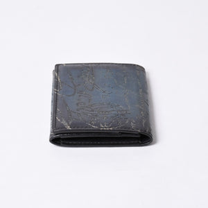 Berluti ベルルッティ カードケース スクリット カリグラフィー ロゴ ネイビー レザー 美品 中古 4a000314