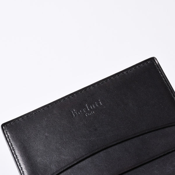 Berluti ベルルッティ カードケース スクリット カリグラフィー ロゴ ネイビー レザー 美品 中古 4a000314