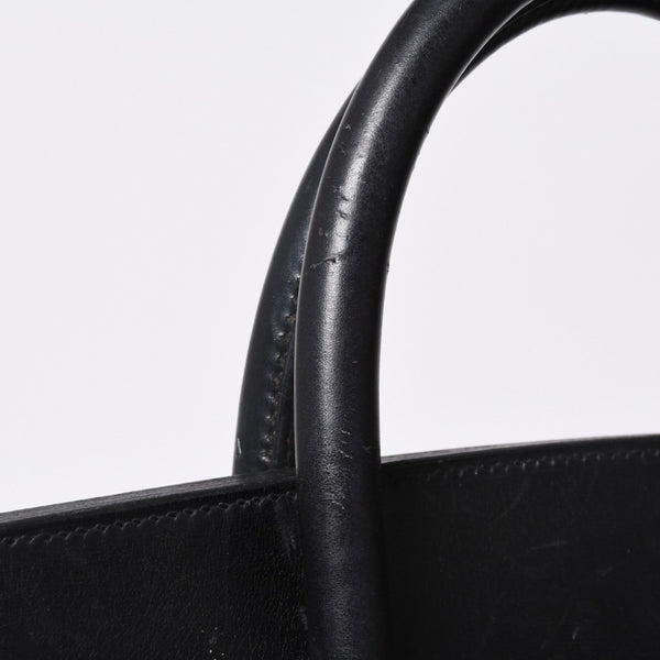 HERMES エルメス ハンドバッグ オータクロア50 1978年トワルアッシュ カーフ ブラック ベージュ バーキン ブロンズ金具 ブラック ○H刻印 中古 4a000603