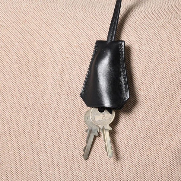 HERMES エルメス ハンドバッグ オータクロア50 1978年トワルアッシュ カーフ ブラック ベージュ バーキン ブロンズ金具 ブラック ○H刻印 中古 4a000603