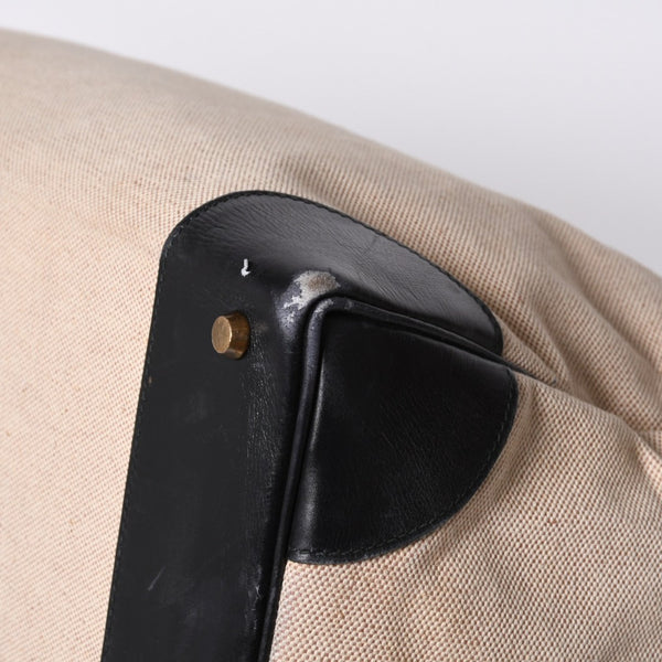 HERMES エルメス ハンドバッグ オータクロア50 1978年トワルアッシュ カーフ ブラック ベージュ バーキン ブロンズ金具 ブラック ○H刻印 中古 4a000603