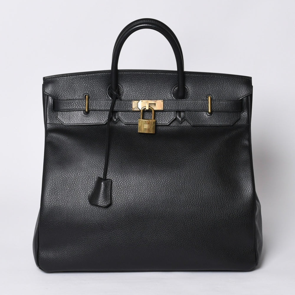 極美品 HERMES エルメス Haut a Courroies オータクロア45 ハンドバッグ アルデンヌ ブラック ゴールド金具 □H刻印 中古 4a000602