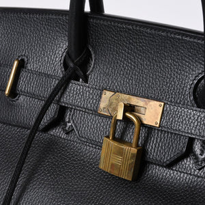 Very Good Condition HERMES Haut a Courroies Haut a Courroies 45 Handbag Ardennes Black Gold Hardware □H Stamp Used 4a000602