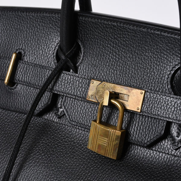 Very Good Condition HERMES Haut a Courroies Haut a Courroies 45 Handbag Ardennes Black Gold Hardware □H Stamp Used 4a000602