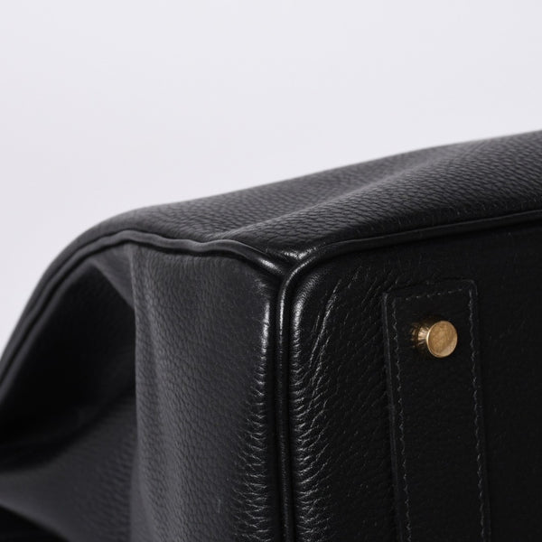 Very Good Condition HERMES Haut a Courroies Haut a Courroies 45 Handbag Ardennes Black Gold Hardware □H Stamp Used 4a000602