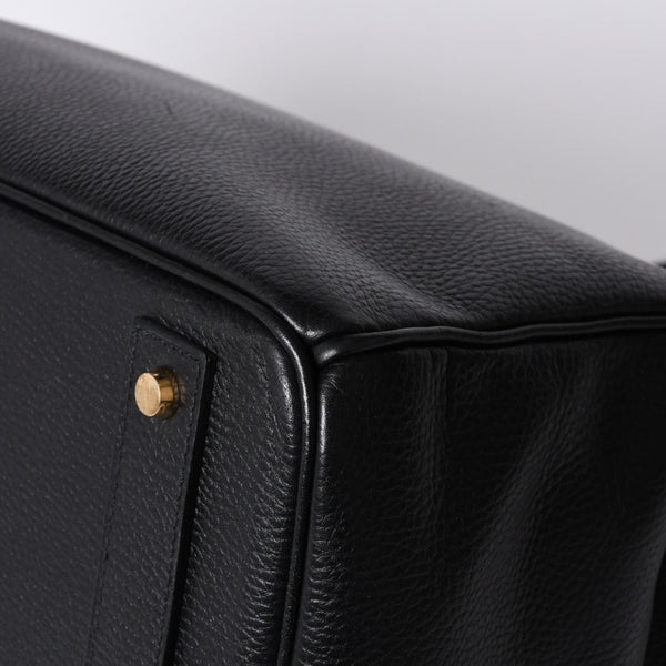 Very Good Condition HERMES Haut a Courroies Haut a Courroies 45 Handbag Ardennes Black Gold Hardware □H Stamp Used 4a000602