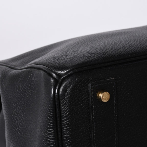 Very Good Condition HERMES Haut a Courroies Haut a Courroies 45 Handbag Ardennes Black Gold Hardware □H Stamp Used 4a000602