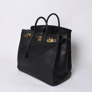 Very Good Condition HERMES Haut a Courroies Haut a Courroies 45 Handbag Ardennes Black Gold Hardware □H Stamp Used 4a000602