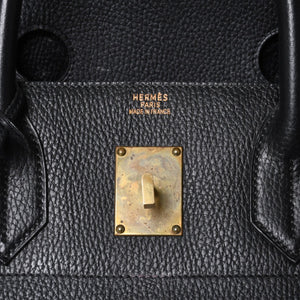 Very Good Condition HERMES Haut a Courroies Haut a Courroies 45 Handbag Ardennes Black Gold Hardware □H Stamp Used 4a000602