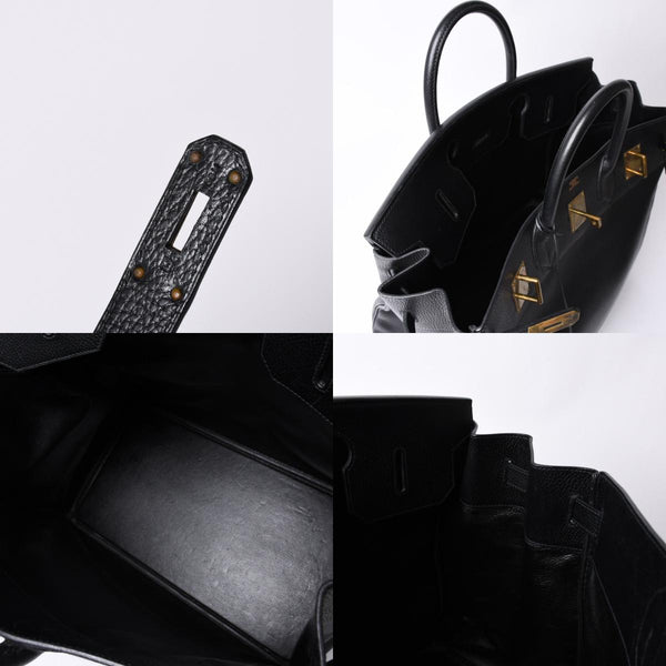 Very Good Condition HERMES Haut a Courroies Haut a Courroies 45 Handbag Ardennes Black Gold Hardware □H Stamp Used 4a000602