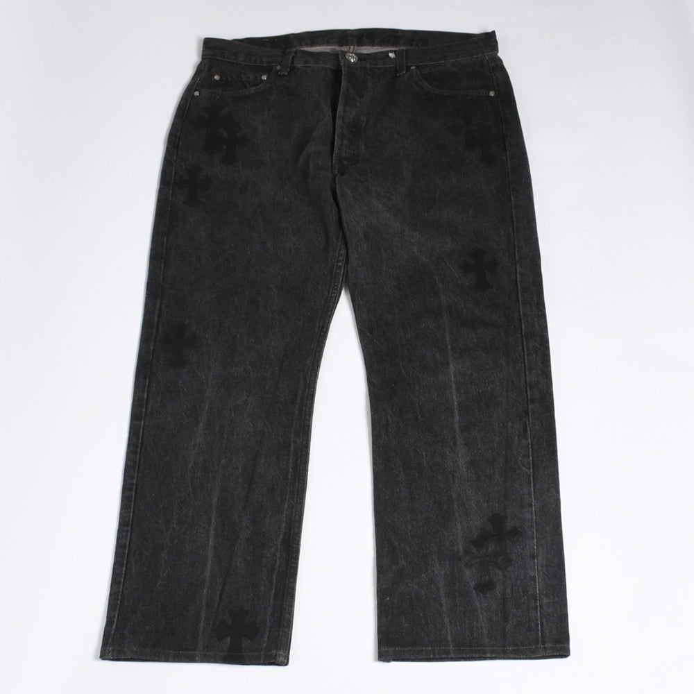 Very Good Condition CHROME HEARTS Levi's 501 Cemetery Cross Patch Denim Pants Jeans Size 34 20 Patch Used 4a000554