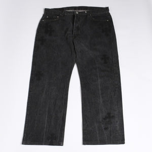 極美品 CHROME HEARTS クロムハーツ Levi's 501 リーバイス 501 セメタリークロスパッチ デニムパンツ ジーンズ サイズ34 20パッチ 中古 4a000554