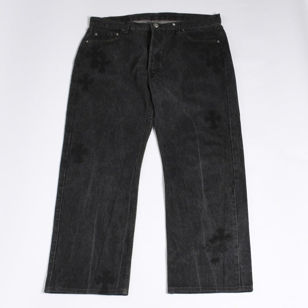 極美品 CHROME HEARTS クロムハーツ Levi's 501 リーバイス 501 セメタリークロスパッチ デニムパンツ ジーンズ サイズ34 20パッチ 中古 4a000554