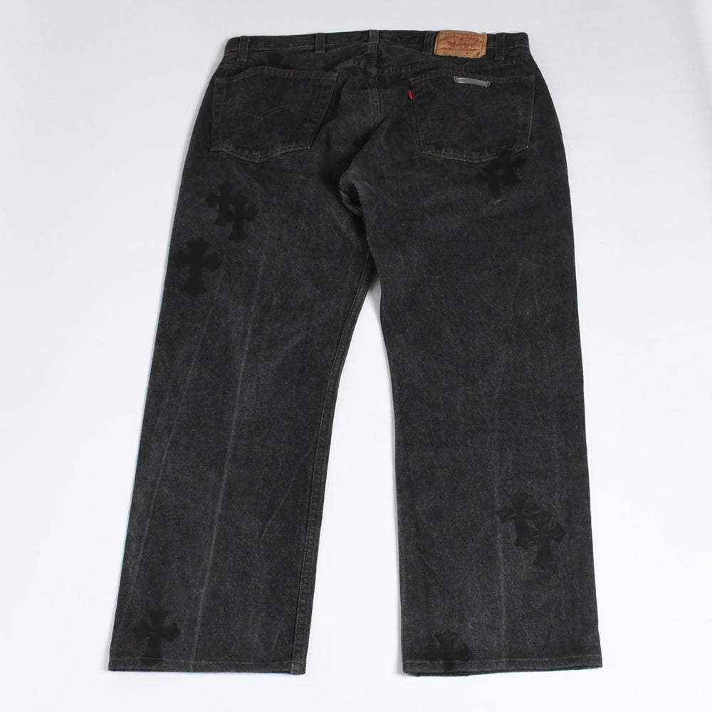 Very Good Condition CHROME HEARTS Levi's 501 Cemetery Cross Patch Denim Pants Jeans Size 34 20 Patch Used 4a000554