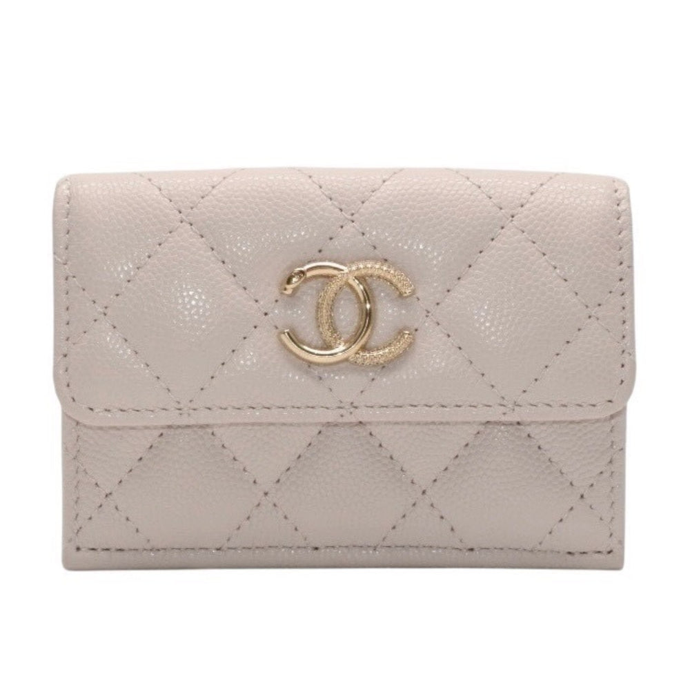 極美品 CHANEL シャネル 25AW クラシック スモールフラップウォレット AP4901 ランダム番台 ココマーク キャビアスキン ピンク 中古 4a000297