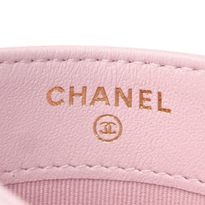 新品未使用 CHANEL シャネル カードケース カードホルダー ランダム番台 ココマーク ラムスキン キルティング ピンク 中古 4a000323
