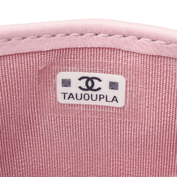 新品未使用 CHANEL シャネル カードケース カードホルダー ランダム番台 ココマーク ラムスキン キルティング ピンク 中古 4a000323