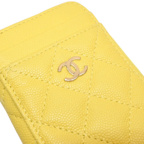 CHANEL シャネル コインケース 小銭入れ ランダム番台 ココマーク キャビアスキン イエロー ゴールド金具 美品 中古 4a000229