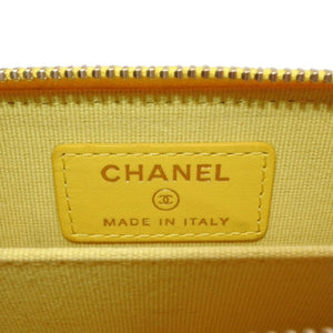 CHANEL シャネル コインケース 小銭入れ ランダム番台 ココマーク キャビアスキン イエロー ゴールド金具 美品 中古 4a000229