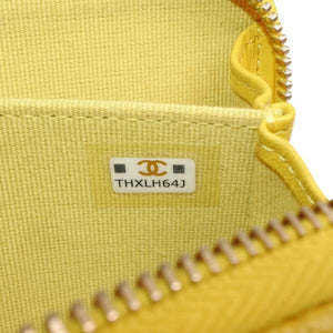 CHANEL シャネル コインケース 小銭入れ ランダム番台 ココマーク キャビアスキン イエロー ゴールド金具 美品 中古 4a000229