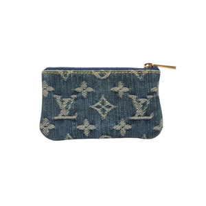 Very Good Condition LOUIS VUITTON Monogram Denim Pochette Cleat Coin Case M95343 Blue Coin Purse Wallet Used 4a000567