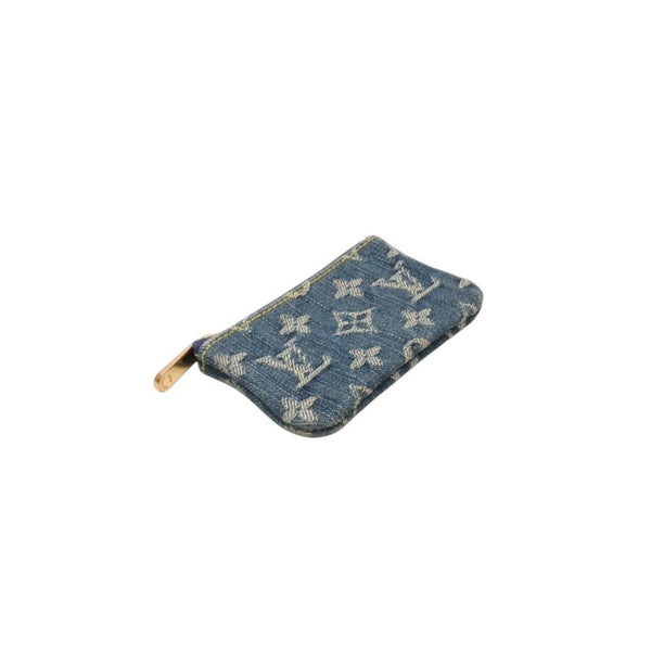 Very Good Condition LOUIS VUITTON Monogram Denim Pochette Cleat Coin Case M95343 Blue Coin Purse Wallet Used 4a000567