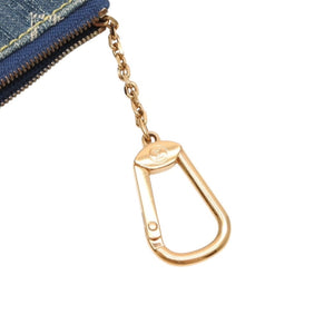 Very Good Condition LOUIS VUITTON Monogram Denim Pochette Cleat Coin Case M95343 Blue Coin Purse Wallet Used 4a000567