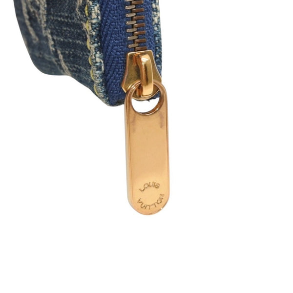 Very Good Condition LOUIS VUITTON Monogram Denim Pochette Cleat Coin Case M95343 Blue Coin Purse Wallet Used 4a000567
