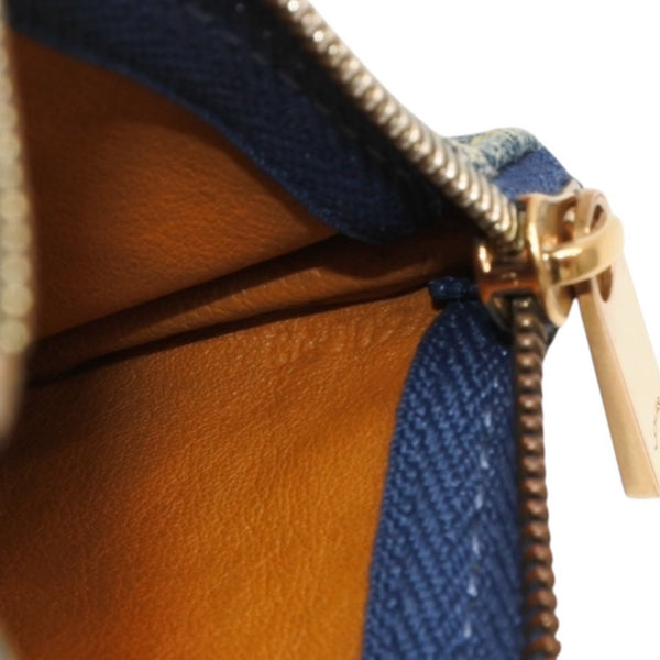 Very Good Condition LOUIS VUITTON Monogram Denim Pochette Cleat Coin Case M95343 Blue Coin Purse Wallet Used 4a000567