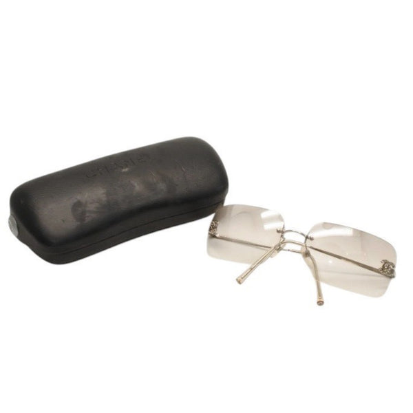 CHANEL シャネル リムレス サングラス アイウェア 4017-D c.159/6I サイズ62□17 120 ココマーク ラインストーン 美品 中古 4a000301