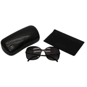 極美品 CHANEL シャネル サングラス アイウェア 5210-Q-A c.501/3C サイズ57□17 135 ココマーク チェーンテンプル ブラック 中古 4a000293