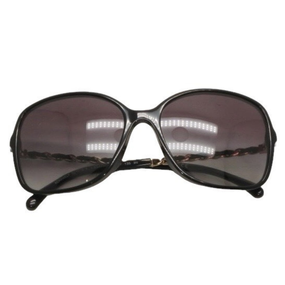 極美品 CHANEL シャネル サングラス アイウェア 5210-Q-A c.501/3C サイズ57□17 135 ココマーク チェーンテンプル ブラック 中古 4a000293