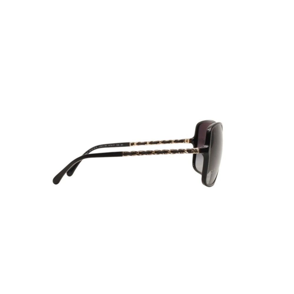 極美品 CHANEL シャネル サングラス アイウェア 5210-Q-A c.501/3C サイズ57□17 135 ココマーク チェーンテンプル ブラック 中古 4a000293