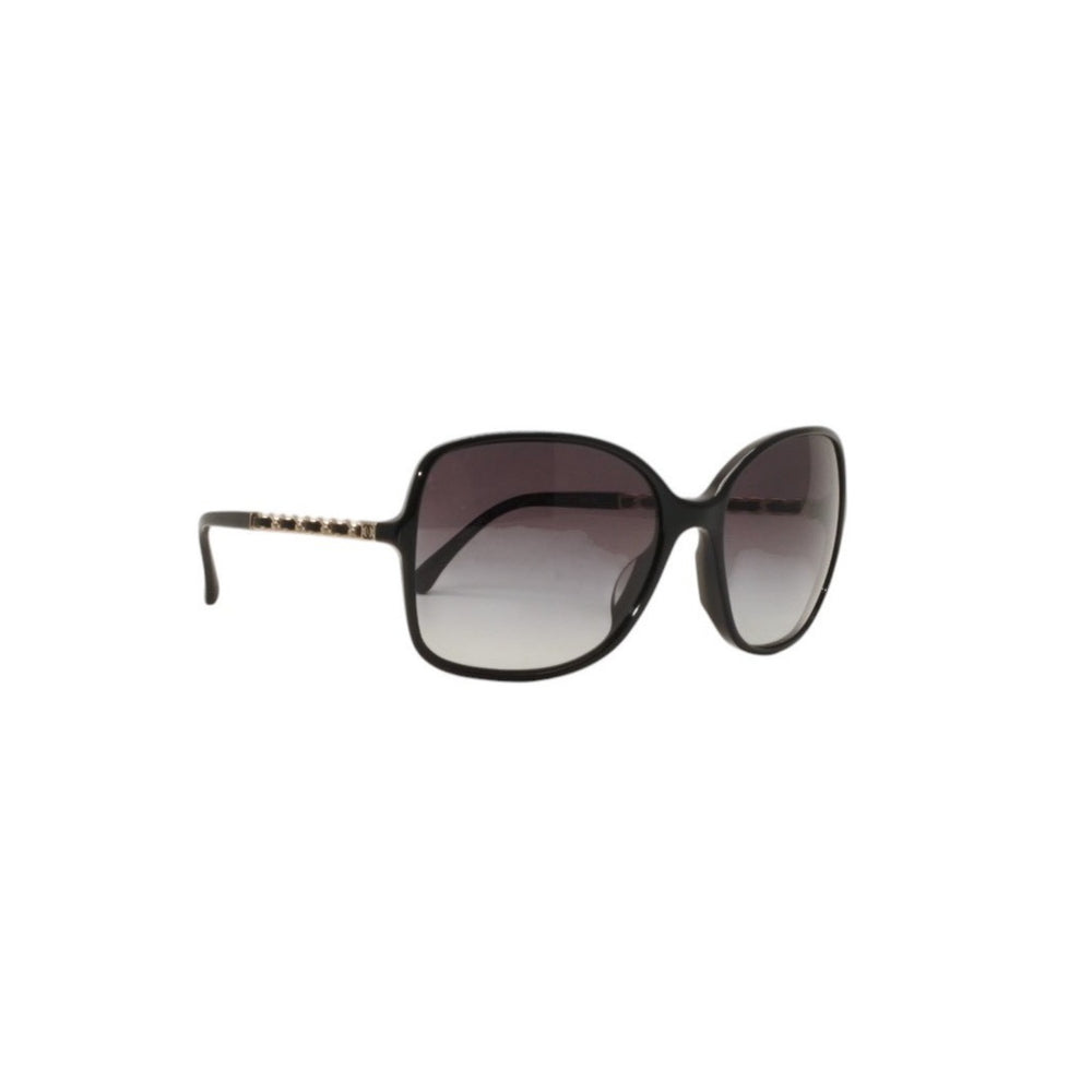 極美品 CHANEL シャネル サングラス アイウェア 5210-Q-A c.501/3C サイズ57□17 135 ココマーク チェーンテンプル ブラック 中古 4a000293