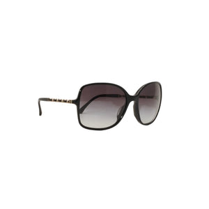 極美品 CHANEL シャネル サングラス アイウェア 5210-Q-A c.501/3C サイズ57□17 135 ココマーク チェーンテンプル ブラック 中古 4a000293