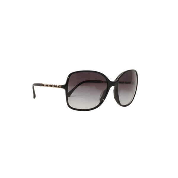 極美品 CHANEL シャネル サングラス アイウェア 5210-Q-A c.501/3C サイズ57□17 135 ココマーク チェーンテンプル ブラック 中古 4a000293