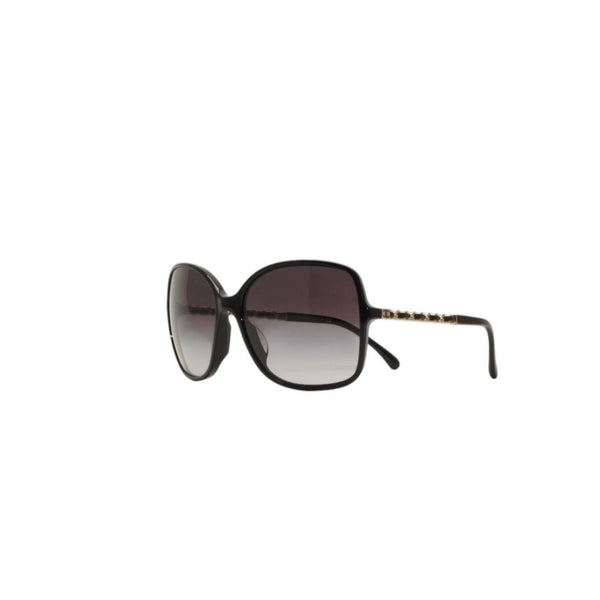 極美品 CHANEL シャネル サングラス アイウェア 5210-Q-A c.501/3C サイズ57□17 135 ココマーク チェーンテンプル ブラック 中古 4a000293