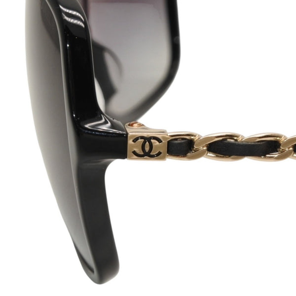 極美品 CHANEL シャネル サングラス アイウェア 5210-Q-A c.501/3C サイズ57□17 135 ココマーク チェーンテンプル ブラック 中古 4a000293