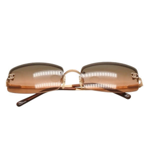 CHANEL シャネル ハーフリム サングラス アイウェア 4093-B c.102/18 サイズ56□16 130 ココマーク ラインストーン 美品 中古 4a000296