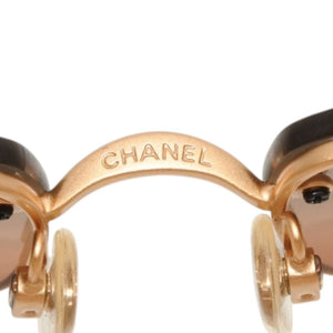 CHANEL シャネル ハーフリム サングラス アイウェア 4093-B c.102/18 サイズ56□16 130 ココマーク ラインストーン 美品 中古 4a000296