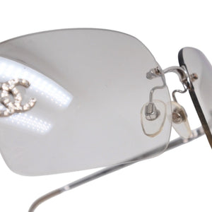 CHANEL シャネル リムレス サングラス アイウェア 4017-D c.159/6I サイズ62□17 120 ココマーク ラインストーン 美品 中古 4a000301