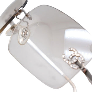 CHANEL シャネル リムレス サングラス アイウェア 4017-D c.159/6I サイズ62□17 120 ココマーク ラインストーン 美品 中古 4a000301